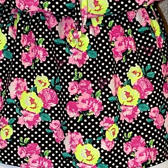 Betsy Johnson Polka Dot Floral Peplum Long Sleeve Blouse - Picture 2 of 8